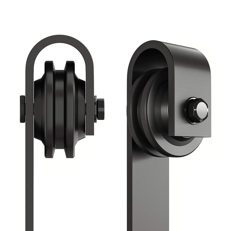 SMARTSTANDARD Sliding Barn Door Hardware Hangers 2pcs (Black) (J Shape Hangers) - Image 3